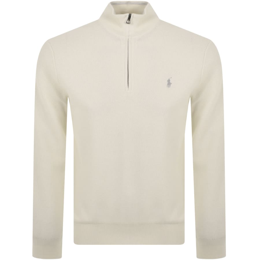Ralph Lauren Half Zip Knit Jumper White Mainline Menswear